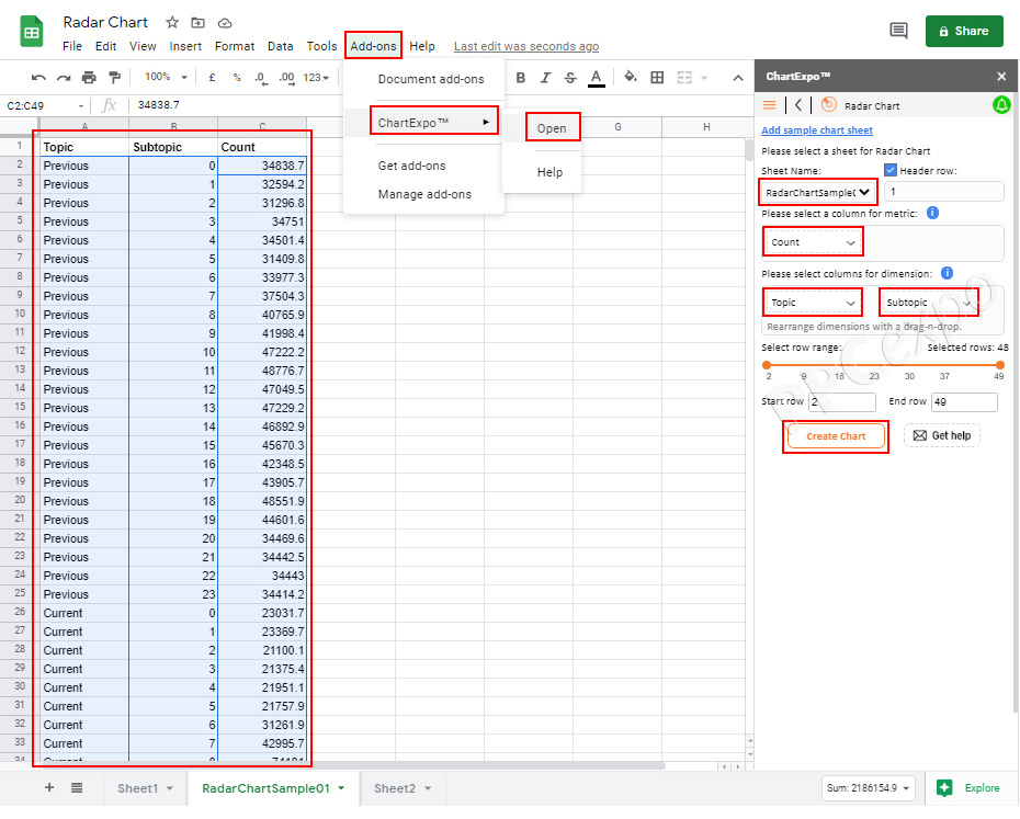 1711292295 730 method for creating radar or spider images in google sheets